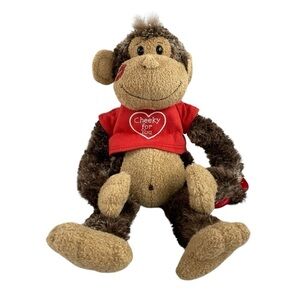 Aurora Cheeky Charlie Plush Stuffed Monkey‎ Light Up Cheeks Valentine’s 13"